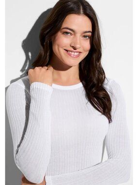 Zimmerli Richelieu- Sheer T-Shirt Long Sleeve - White- Size Medium -NWT